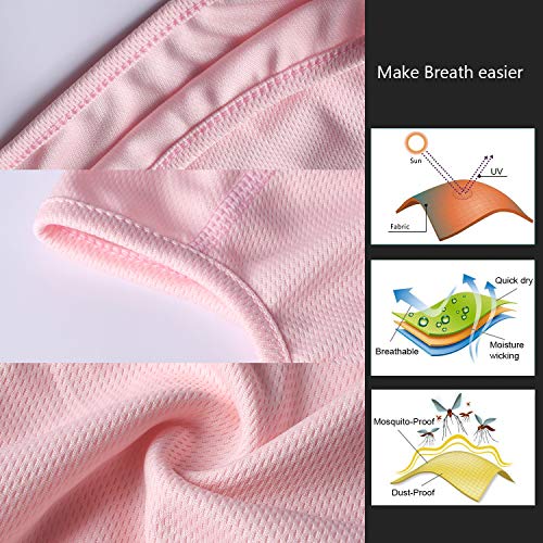 Balaclava Face Mask Adjustable Windproof UV Protection Hood - color: Pink