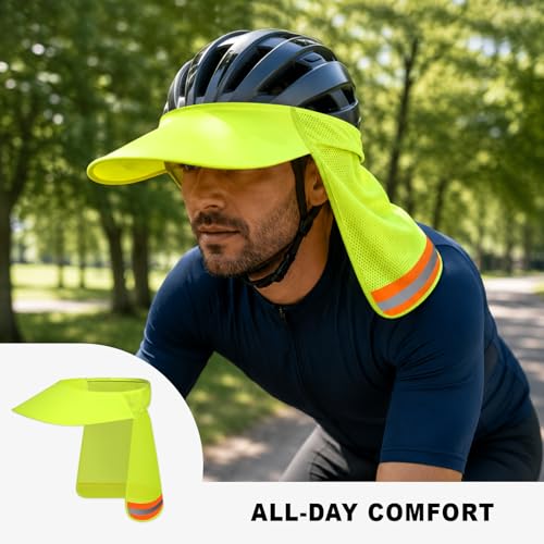Hard Hat Sun Shade, Full Brim Mesh Neck Sun Shield with Reflective Strip, High Visibility Visor Neck Shade for Hard Hat Accessories, 2 Packs Yellow - color: Yellow