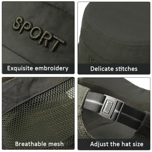 Cadet Army Cap Mesh Quick Qry Flat Top Cap Military Hat for Men Women - color: Army Green