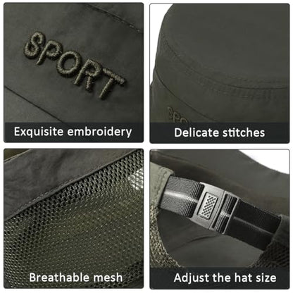 Cadet Army Cap Mesh Quick Qry Flat Top Cap Military Hat for Men Women - color: Army Green