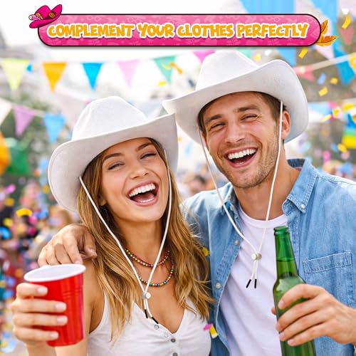 4E's Novelty Cowboy Hat for Women & Men, Felt Cowgirl Hat for Adults, Western Party Dress Up Accessories