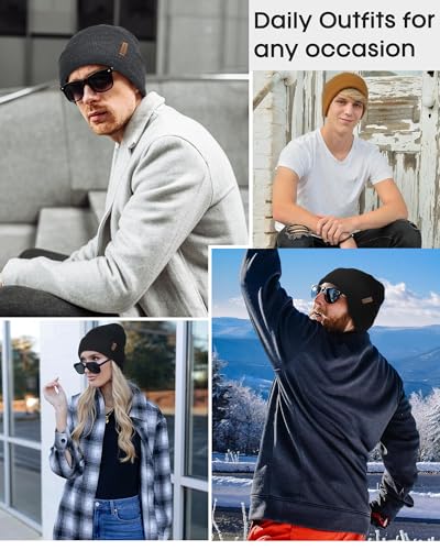 FURTALK Beanie for Men Women Cuffed Thick Knitted Winter Hat Skull Cap - color: Red