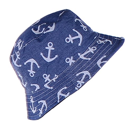 BYOS Unisex Trendy Reversible Lightweight Printed Bucket Hat Packable Outdoor - color: Anchor Dark Denim