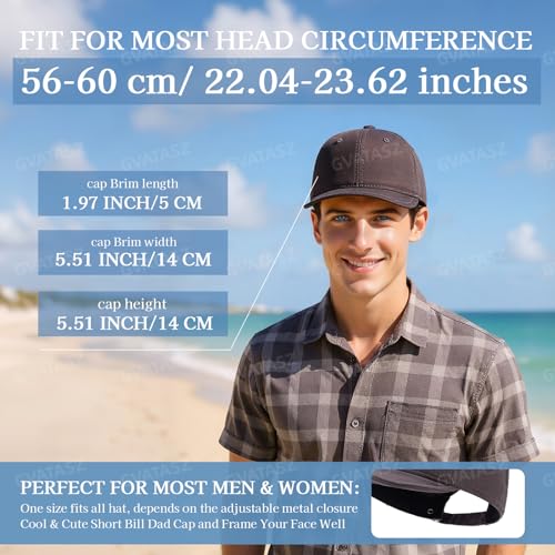 Soft Short Brim Hats for Men Cotton Trucker Hats Flip Up Short Bill Baseball Cap Low Profile Dad Hat Umpire Sun Hats - color: Mg-pdym2584-khaki