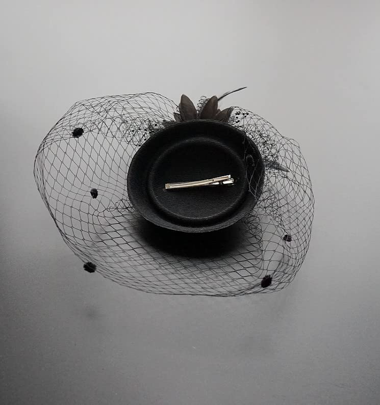 Fascinators Tea Party Hats with Veil - 20s 50s Pillbox Hat Cocktail Tea Party Headwear Church Derby Hat for Women