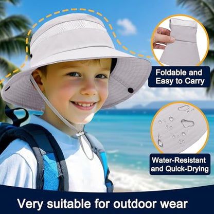 ZOORON Outdoor Kids Sun Hat UPF 50+ Quick Dry Bucket Hat for Boys Girls - color: 1pack-light Grey