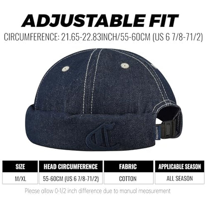 Clakllie Warm Brimless Hat Knitted Skull Cap Docker Hat Soft Beanie Worker Hat Rolled Cuff Sailor Fisherman Leon Hat - color: Cdus-hbmh1-navy Blue