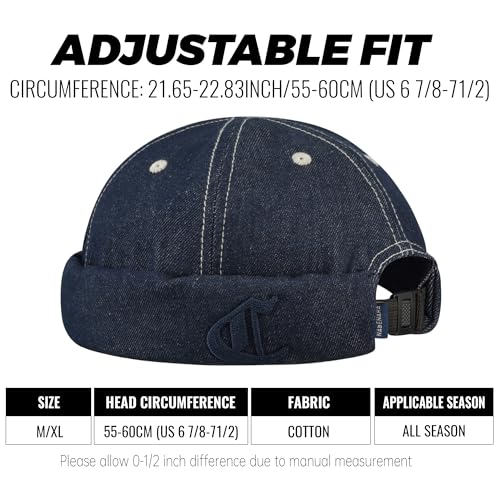 Clakllie Warm Brimless Hat Knitted Skull Cap Docker Hat Soft Beanie Worker Hat Rolled Cuff Sailor Fisherman Leon Hat - color: Cdus-hbmh1-navy Blue