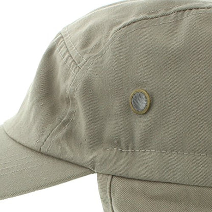 JFH 4 Panel Adjustable Outdoors Fishing Cap with Ear and Neck Flap Sun Cover Unisex - color: Khaki