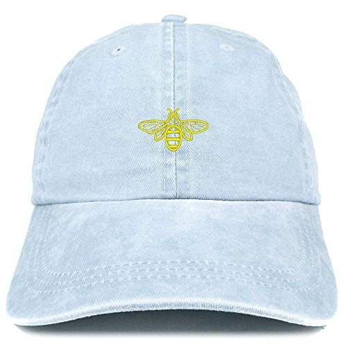 Trendy Apparel Shop Bee Embroidered Washed Cotton Adjustable Cap - color: Light Blue