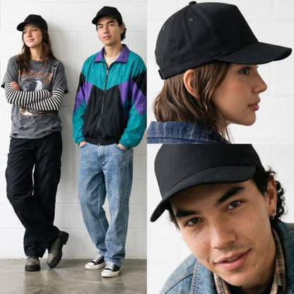 Daxton Men Original Trucker Hat Cotton Twill with Adjustable Snapback 5 Panel A-Frame Cap - color: 2 Pack - All Black, Khaki