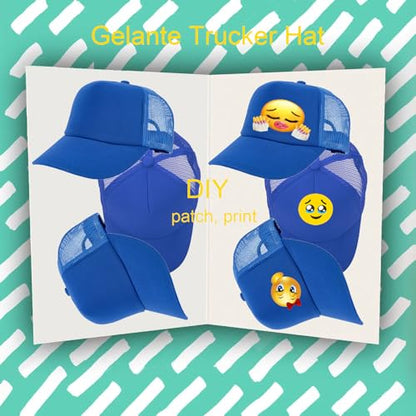 Gelante Polyester Foam Front, Mesh Back 5 Panel Sublimation Trucker Baseball Cap Snapback Hat - color: Royal