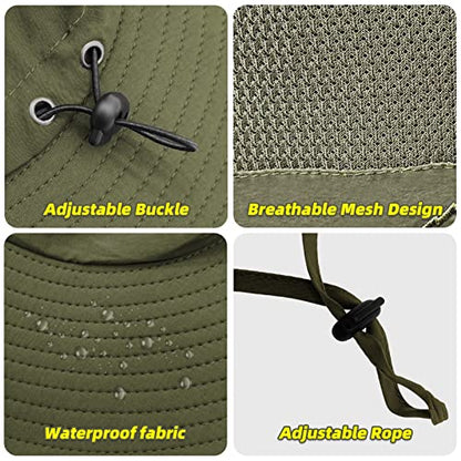 Fishing Hat for Men Sun Protection Hat with Removable Neck Flap Face Cover - color: Green