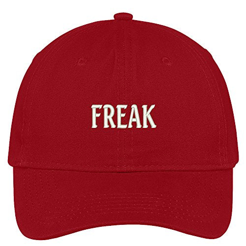 Trendy Apparel Shop Freak Embroidered Soft Low Profile Adjustable Cotton Cap - color: Red