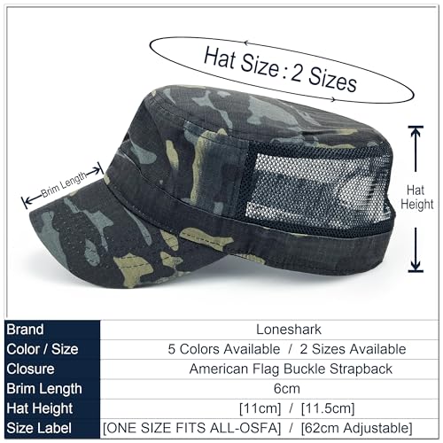 Loneshark Tactical Camo Military Hat Cadet Cap Army Flat Top - color: Back-mesh-multicam, size: X-Large-XX-Large