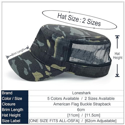 Loneshark Tactical Camo Military Hat Cadet Cap Army Flat Top - color: Back-mesh-multicam, size: X-Large-XX-Large