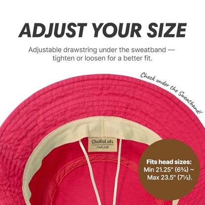 Hot Summer Bucket Hat - Trendy Cotton Sun Hat for Beach, Golf, Fishing - color: French Rose