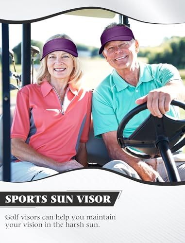 12 Pack Sun Visor Hats Softball Adjustable Cap Sun Protection for Women Men - color: Purple