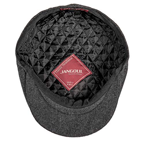Men Wool Blend 8 Panel Newsboy Cap - color: Dark Grey, size: 7 1/8