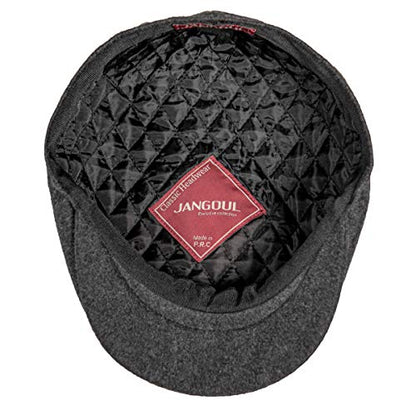 Men Wool Blend 8 Panel Newsboy Cap - color: Dark Grey, size: 7 1/8
