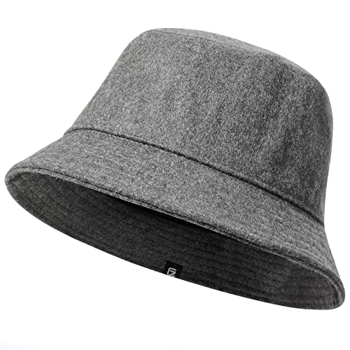 GADIEMKENSD Winter Bucket Hat - Premium Wool, Packable, Plain Colors, Unisex Warm Hat - color: Dark Gray, size: Medium