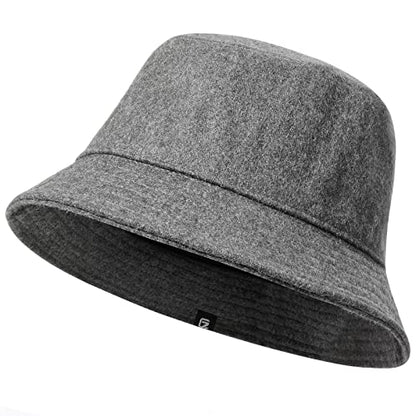 GADIEMKENSD Winter Bucket Hat - Premium Wool, Packable, Plain Colors, Unisex Warm Hat - color: Dark Gray, size: Medium