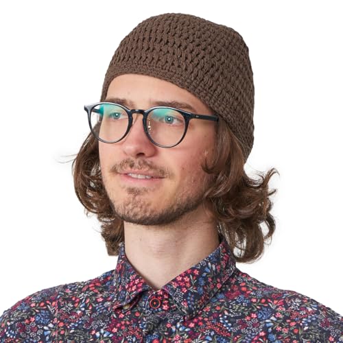 CHARM Mens Cotton Beanie Skull Cap - color: Brown, size: Large