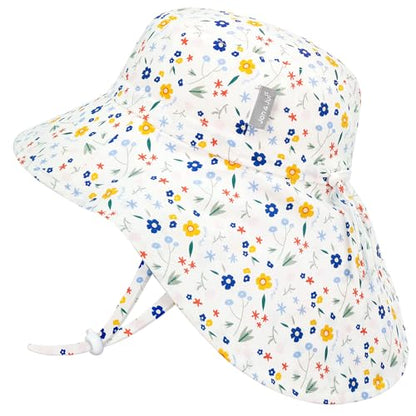 JAN & JUL Girls' Grow-with-Me Cotton Xplorer Sun Hat with Large Brim - color: Meadow Flowers, size: 6-24 Months