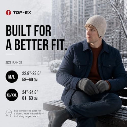 TOP-EX Waterproof Ear Flap Beanie for Men, Polartec Fleece Lined - color: Navy Blue, size: Medium-Large