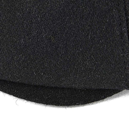 VOBOOM Men Wool Blend 8 Panel Newsboy Cap Tweed Hat - color: Black