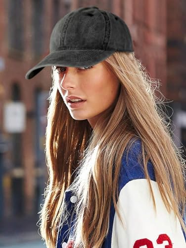 Edoneery Baseball Cap for Men and Women, Low Profile Washed Cotton Dad Hat - color: Dark Gray