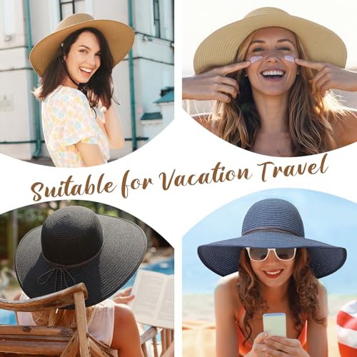 Sun Hats for Women, UPF 50+ Sun Protection, Beach Hat with Wide Brim - color: Black