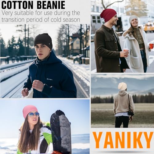 YANIKY Slouchy Beanie for Women, Mens Soft Cotton Beanie Hat, Double Layer Windproof Skull Cap for All Seasons - color: Grey