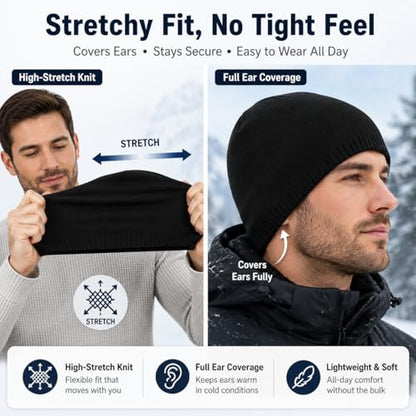 Oversize XXL Winter Beanie Knit Hat for Men - color: A1-pure Black
