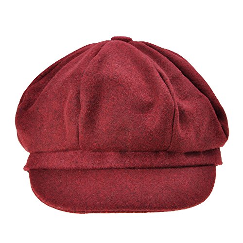 ZLYC Women Classic Newsboy Cap Visor 8 Panel Gatsby Cabbie Paperboy Hat - color: Burgundy