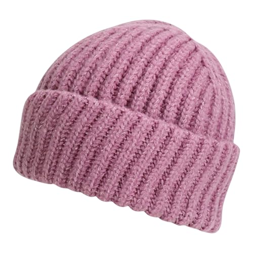 Heavyweight Thick Knit Warm Winter Beanie - color: Dark Pink
