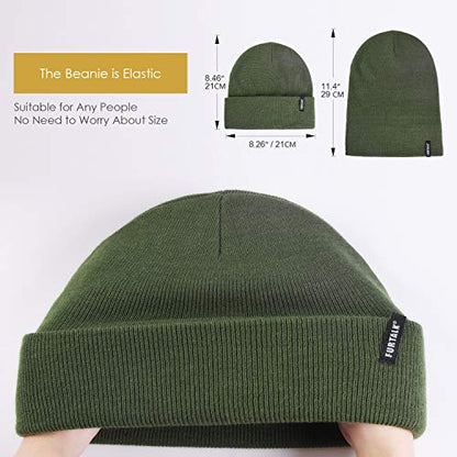 FURTALK Beanie Hat for Men Women Winter Hats for Women Men Soft Warm Unisex Cuffed Beanie Knitted Skull Cap - color: Green