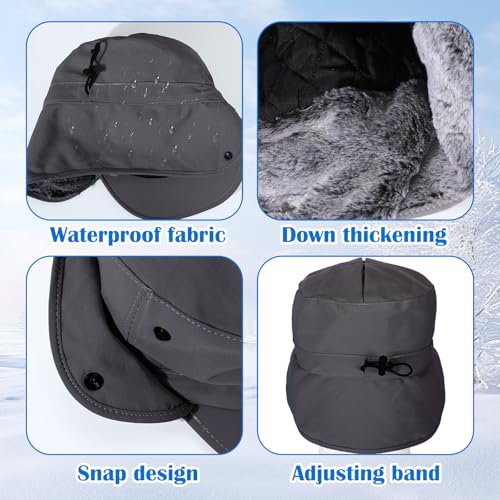 Men's Waterproof Winter Hat with Visor - color: Grey Green