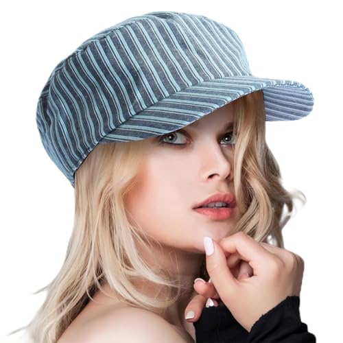 Womens Newsboy Caps Stripe Cabbie Gatsby Hat Ladies Pageboy Caps for Womens
