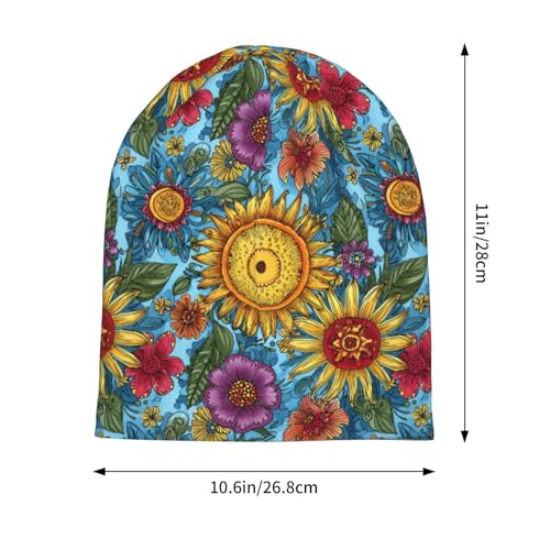 Slouchy Beanie Hat Skull Cap Chemo Headwear Baggy Hats for Men Women Running Cycling - color: Mexican Flower