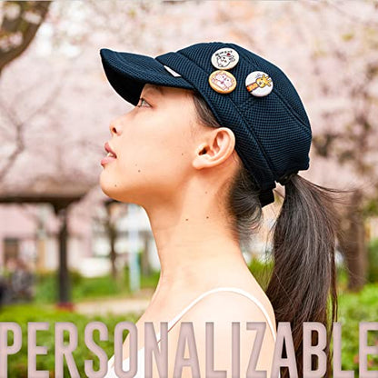 CHARM Mens Cadet Hat Kpop Caps - Womens Military Cadet Hat Korean Style Baseball Cap Mesh Fabric - color: Black