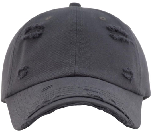 TSSGBL Unstructured Distressed Baseabll Cap Cotton Soft Dad Hat Adjustable Low Profile Headwear Ball Caps for Women Men - color: Distressed Charcoal, size: Medium-Large