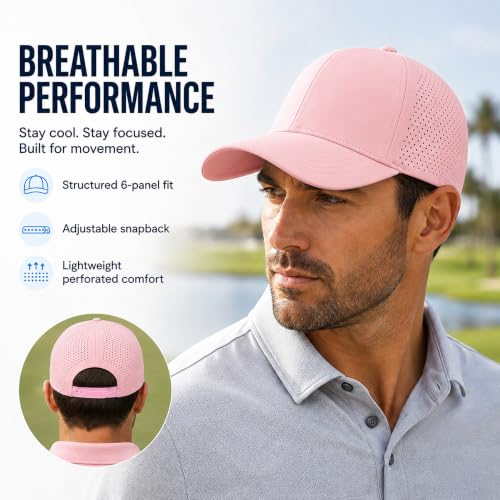 Quick Dry Baseball Cap Curved Brim Snapback Hat Mesh for Men Women - color: Pink