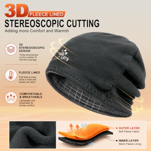 Lvaiz Winter Beanie for Men Women Warm Fleece Lined Reversible Skull Cap - color: Mixed Grey+black