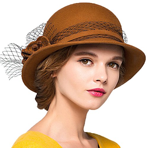 Maitose™ Women's Wool Felt Bowler Hat - color: Orange