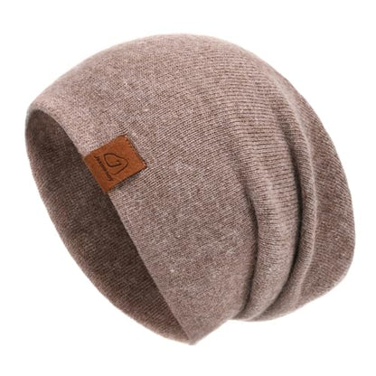 jaxmonoy Slouchy Knit Beanies Winter Hats for Women Men Soft Warm Reversible Slouch Cuffed Skull Knitted Beanie Cap - color: Brown