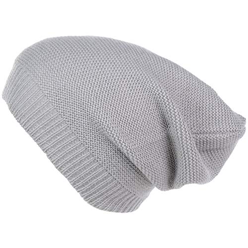 an Unisex Striped Knit Slouchy Beanie Hat Lightweight Soft Fashion Cap - color: 5104-ltgrey