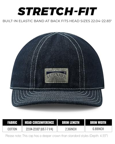 CLAPE Fitted Baseball Caps For Men, Soft Flat Brim Sun Protection Athletic Fitted Hats Breathable Cotton Stretch Fit Ball Cap