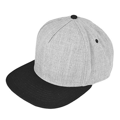 DALIX Premium Wool Blend Hat Flat Bill Cap Snapback Black Dark Gray Maroon Light - color: Light Gray/Black