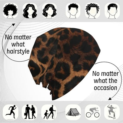 Unisex Stretch Knit Beanie Hat - color: Wavy Leopard Print
